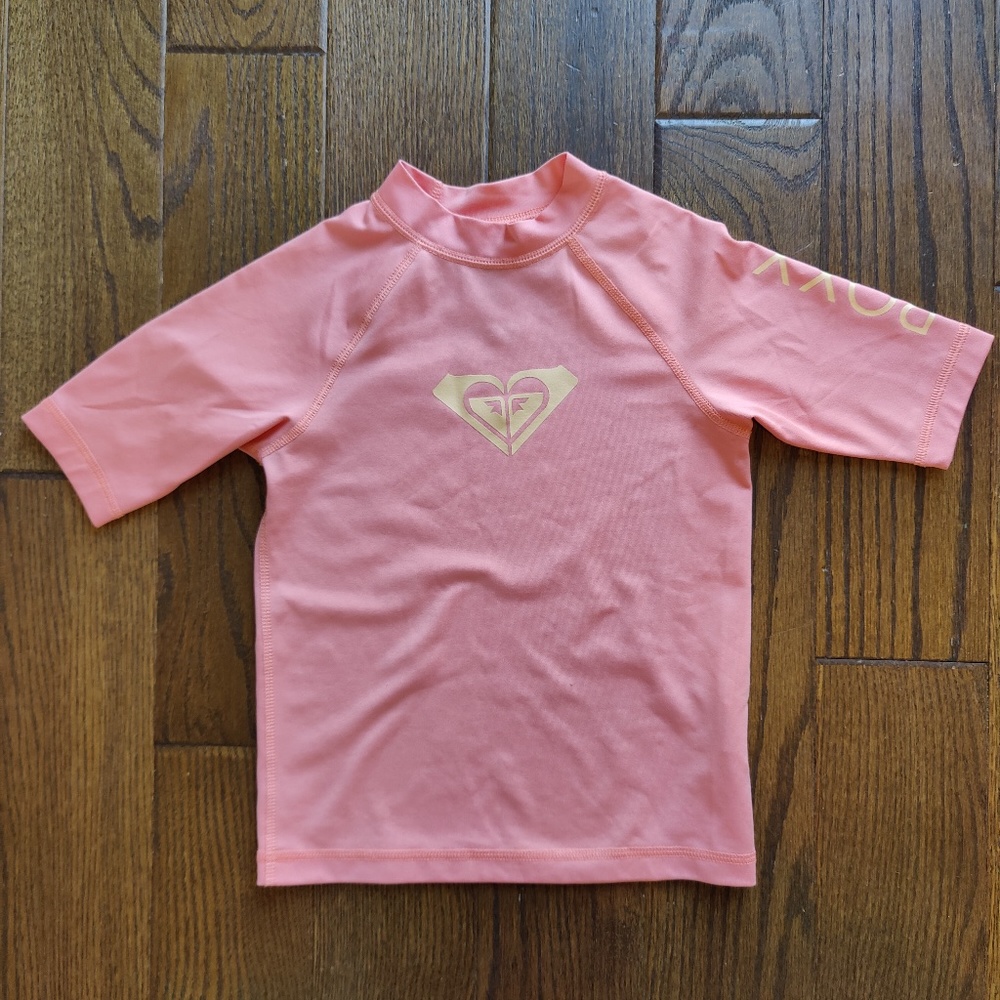 Roxy Girls Wholehearted Short Sleeved Rashguard in Desert Flower (Orange) Size 6